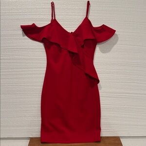 Chic Red Ruffle Mini Dress